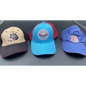 Baseball Cap Hat Lot Men's Chicago Cubs -Chicago Wolves - Chicago Dogs